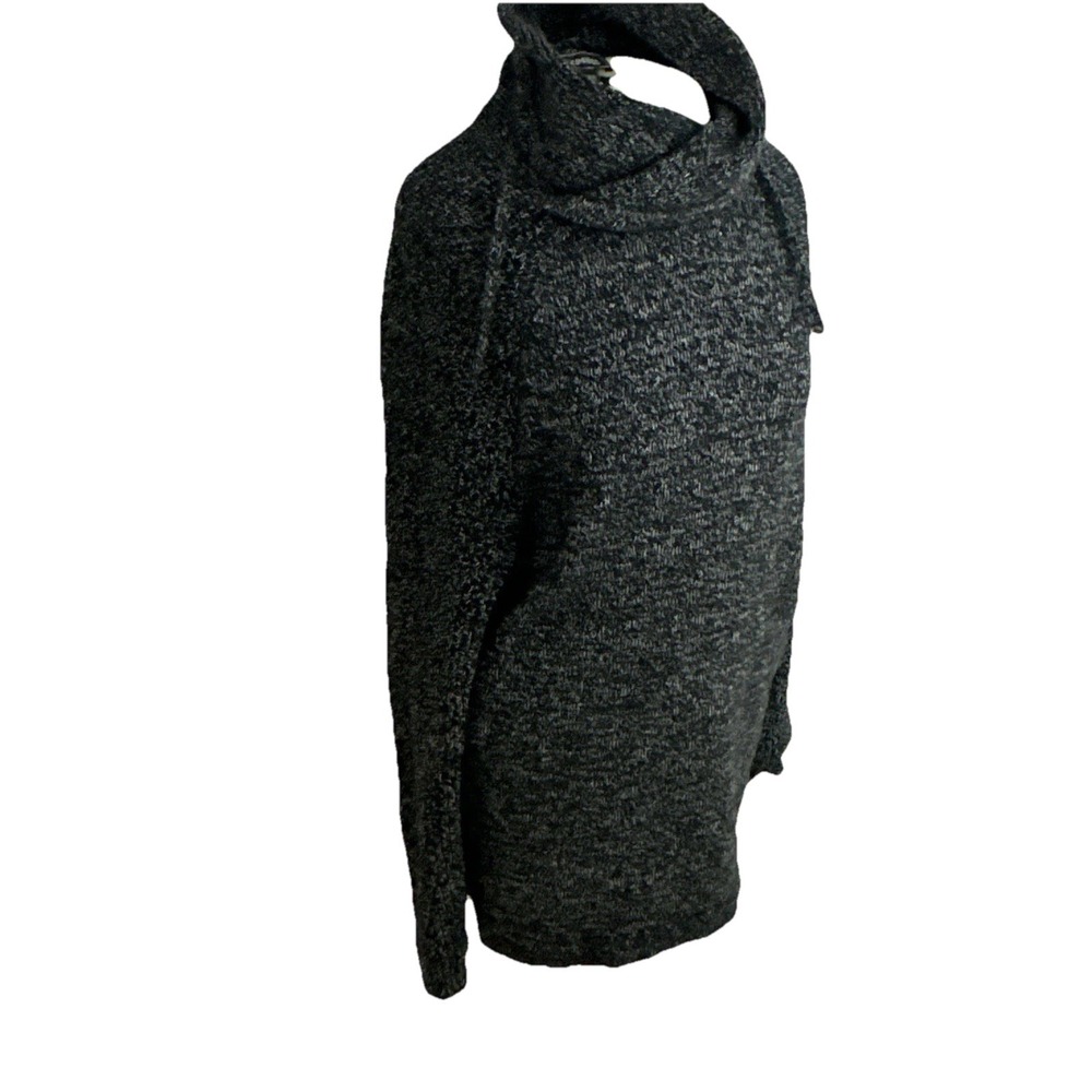 Express Marled Cowl Neck Sweater Women's Size M Black White Long Sleeve Knit